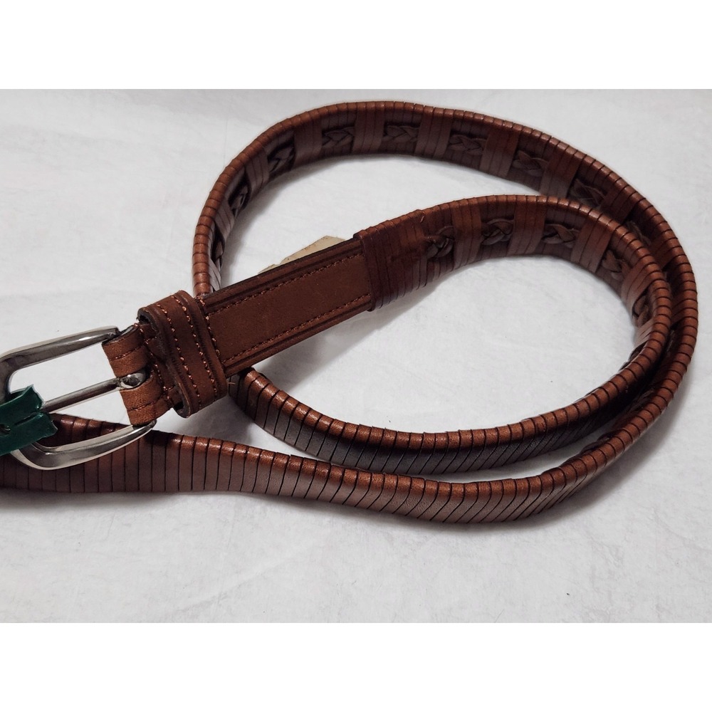 New Vintage Men's Brown Braided 42 Leather Belt Boho Western GH BASS NWT